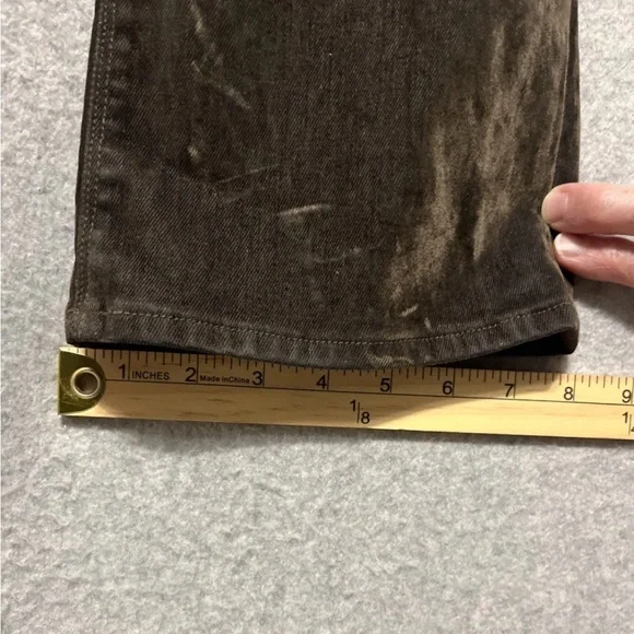 RTA Road To Awe Brush Velvet Jeans Sz 28 (30) Dark Olive Green Cotton Crop - Picture 7 of 10